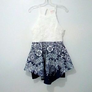 Latiste white blue floral halter dress